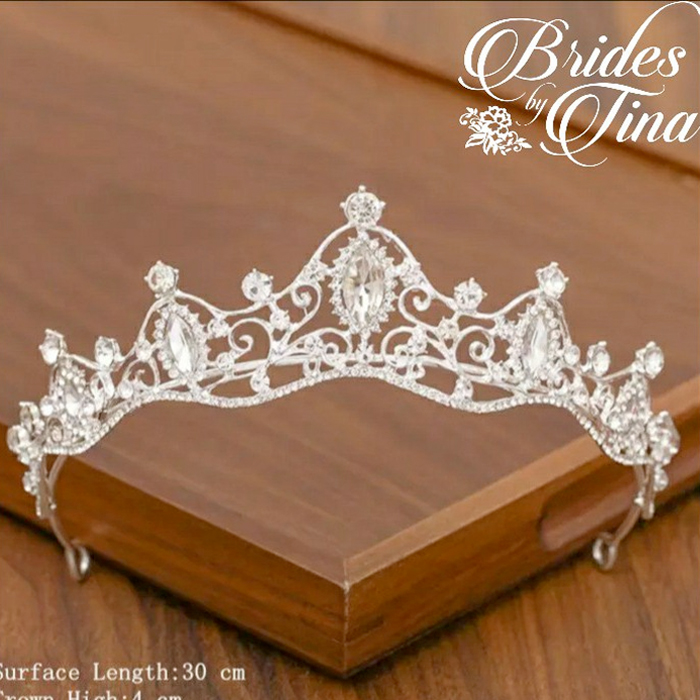 logo Phalanx gewoon Wedding Tiara Silver Diamond 5 Point – Brides by Tina